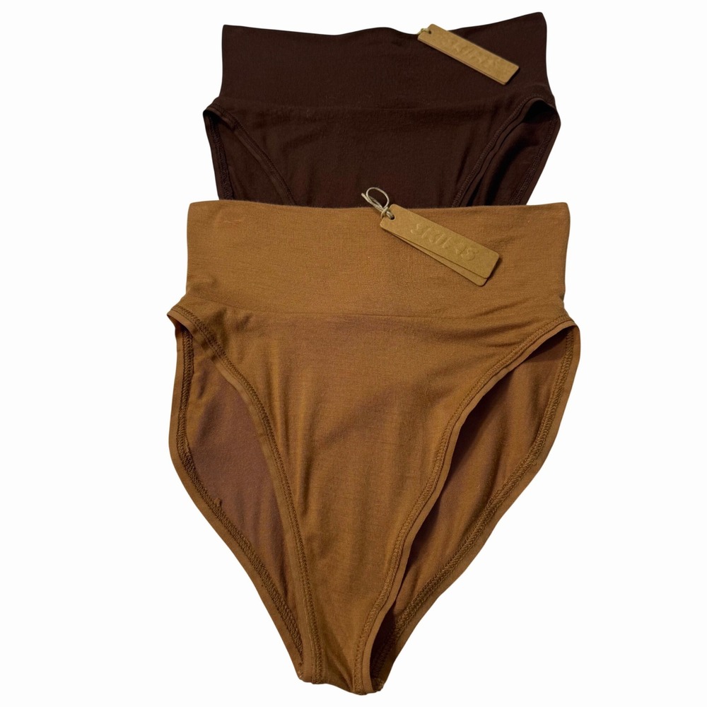 SKIMS Sleep Brief Lot of 2 Camel Cocoa XXS